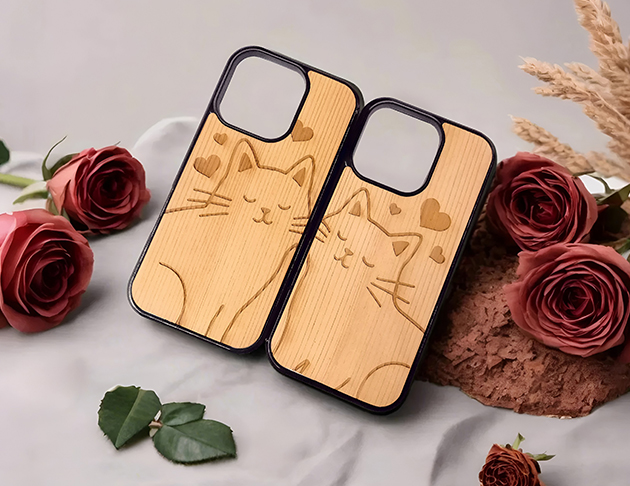 原木手機殼-情侶貓咪 2