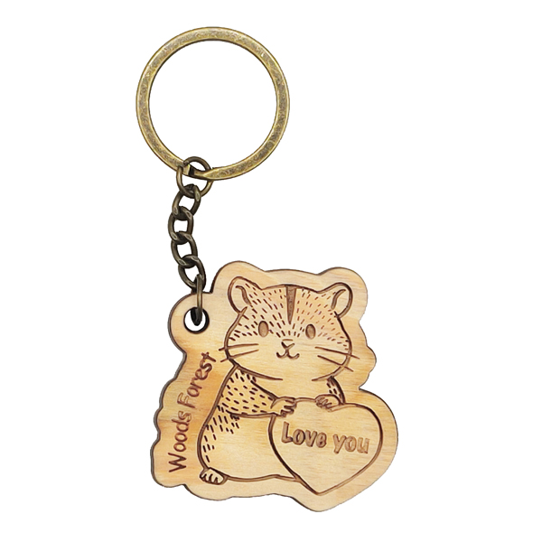 原木鑰匙圈-黃金鼠